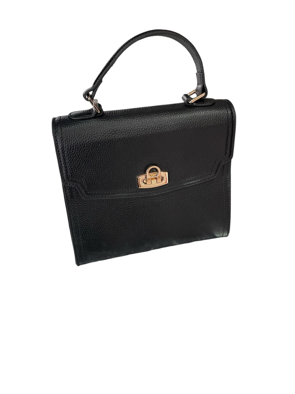 Classic Black Top-Handle Leather Satchel